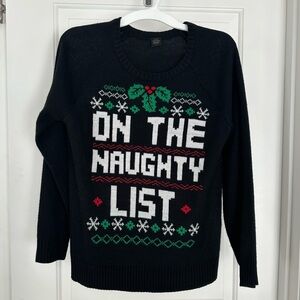 EUC- On The Naughty List Ugly Christmas Sweater Large